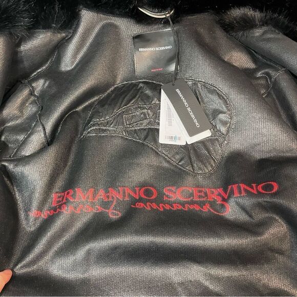 ERMANNO SCERVINO NEW Limited Rare Faux Fur Black short coat - Picture 16 of 16